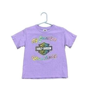 My Grandpa Rides a Harley TShirt Girls Shirt Purple Cotton Harley Davidson Sz 4T